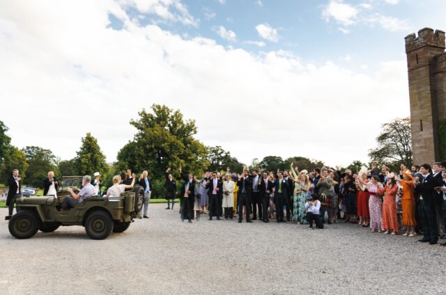 Wedding Exit outside Palace