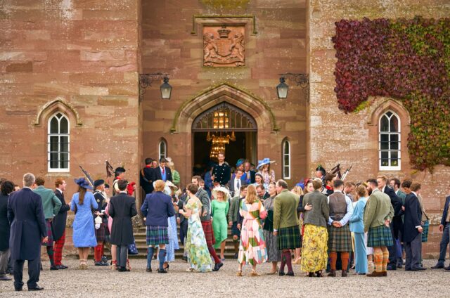 Wedding Guests outside of Scone Palace