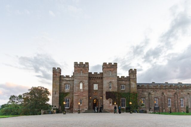 Palace lit with Torches for Wedding Evening